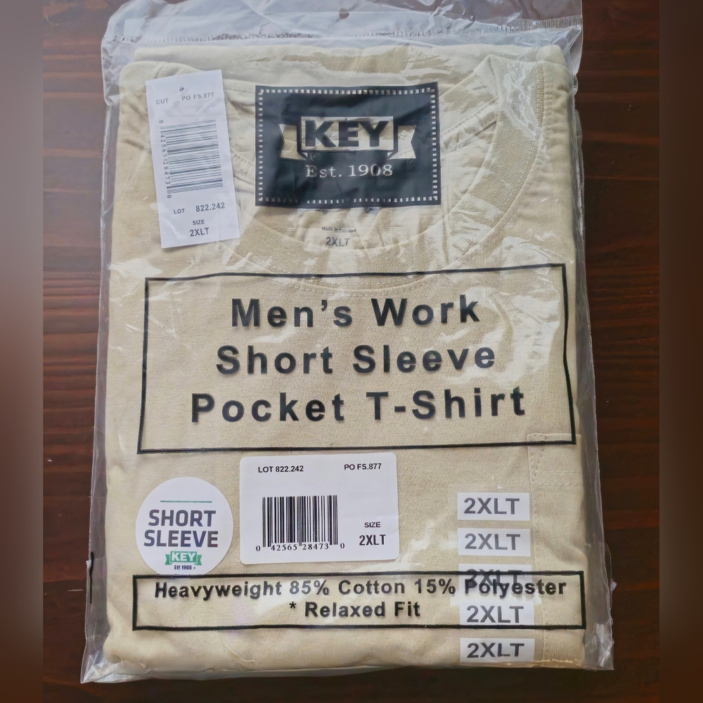 Key Men's Short Sleeve Pocket T-Shirt - Tan